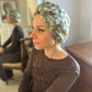 Little Susan Turban Hat - Vintage Liberty Winter Berries in Aqua Blue   - Varuna Wool