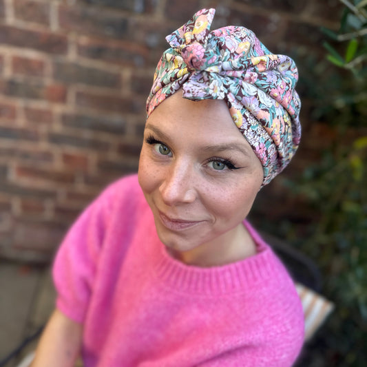 Ladies Turban Hat - Liberty Floral Cottage Garden -  Tana Lawn™ Cotton