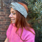 Ladies Twisted Turban Headband - Liberty Black & White Hibiscus Floral n Tana Lawn™ cotton