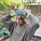 Ladies Turban Hat -  Liberty Black & White Hibiscus Floral - Tana Lawn™ Cotton