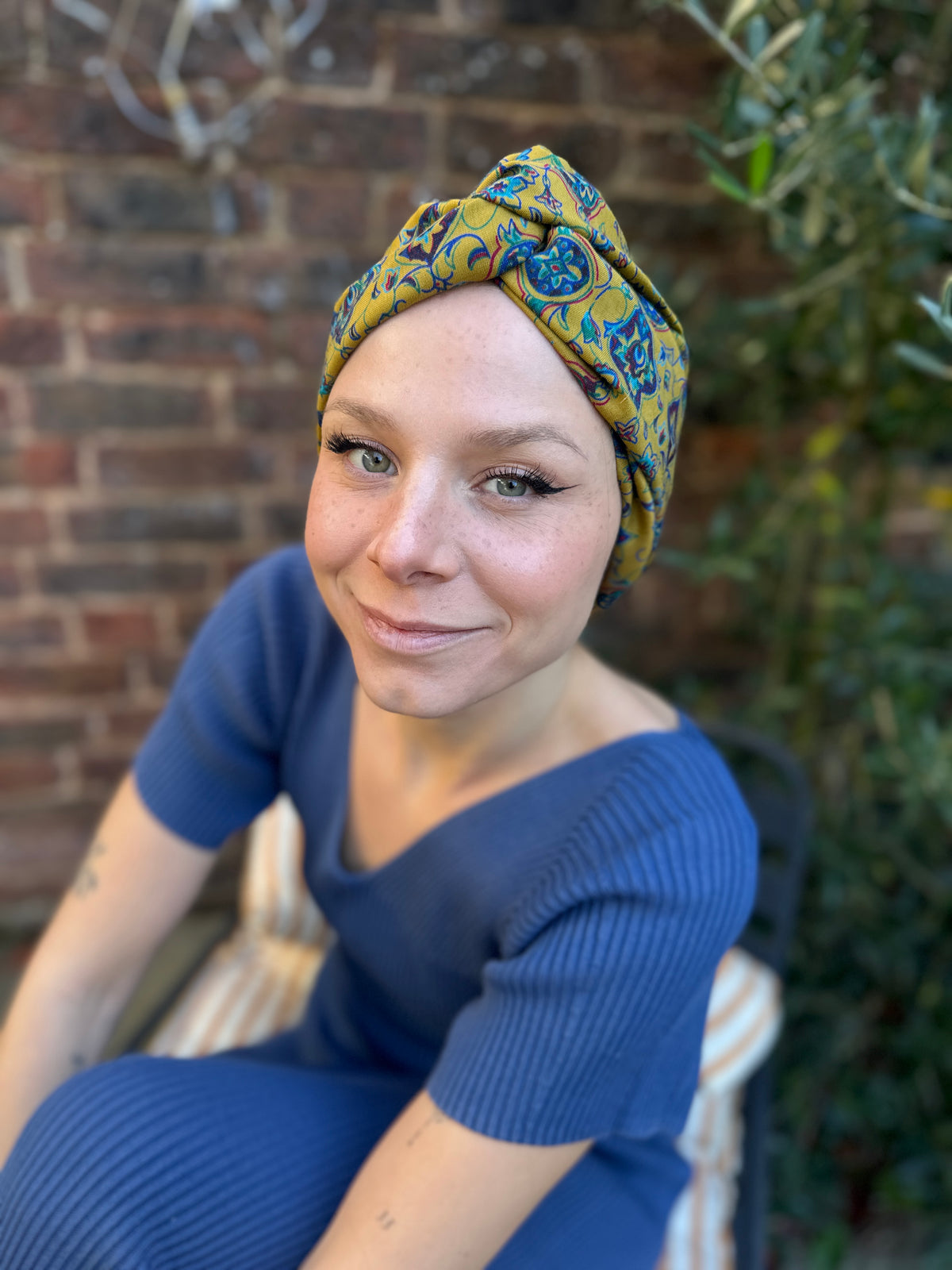 Little Susan Turban Hat - Vintage Liberty Mustard Yellow Paisley - Varuna Wool