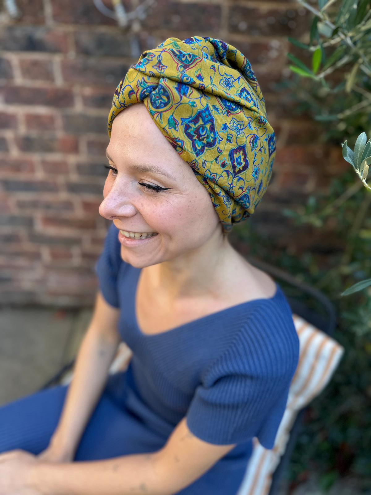 Little Susan Turban Hat - Vintage Liberty Mustard Yellow Paisley - Varuna Wool