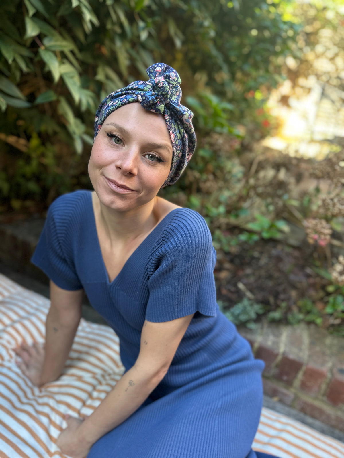 Ladies Turban Hat - classic William Morris Strawberry thief by Liberty London- Lantana cotton & wool blend