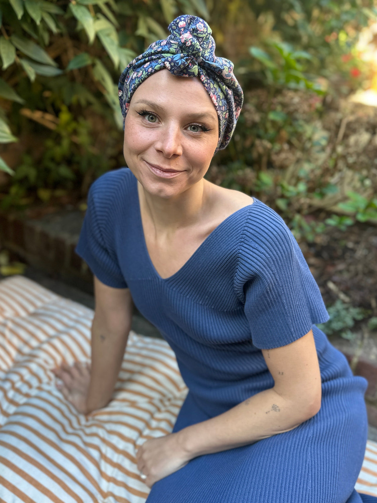 Ladies Turban Hat - classic William Morris Strawberry thief by Liberty London- Lantana cotton & wool blend