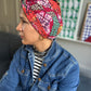 Little Susan Twisted Silk Turban & Head wrap - Liberty of London Satsuki in Red Graphic Silk & Wool blend - Silk & Lawn