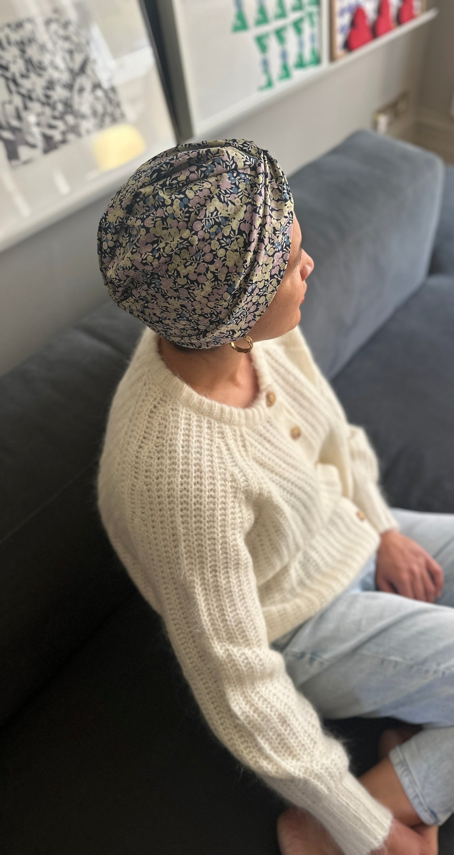 Little Susan Turban Hat - Liberty of London Purple Wiltshire