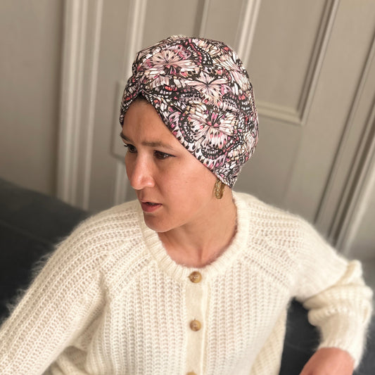 Little Susan Turban Hat - Liberty of London Pink Kaleidoscope print