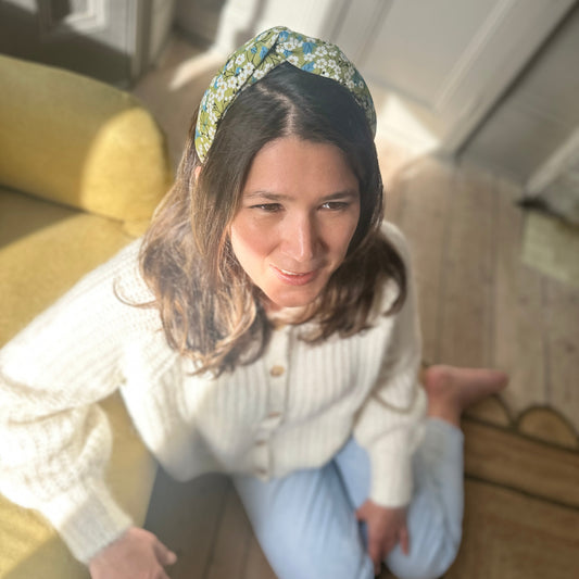 Twisted or Knot Alice band in Green Mitsi Liberty of London Tana Lawn cotton
