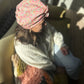 Ladies Turban Hat - Vintage 1980s classic Liberty London pink floral print - Varuna wool (LARGE) - Silk & Lawn