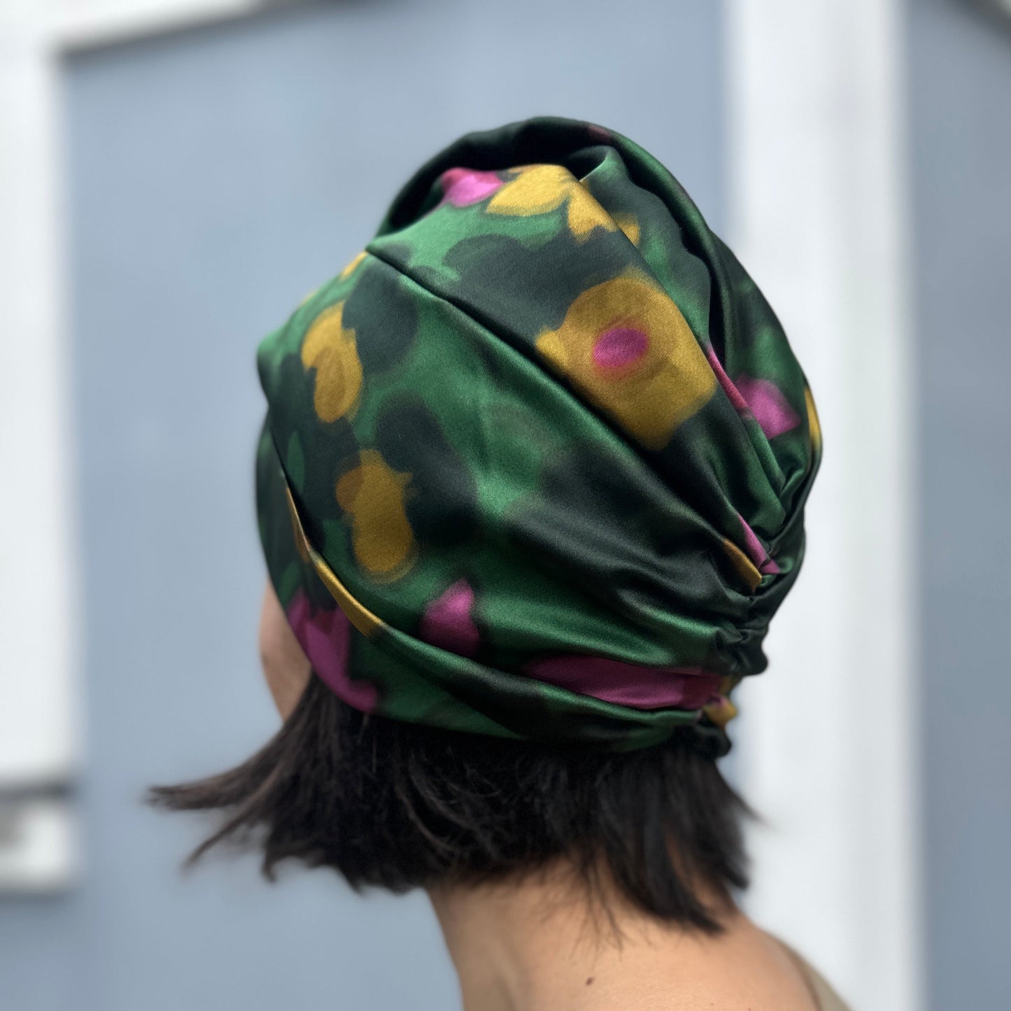 Little Susan Twisted Silk Turban & Head wrap - Liberty of London Green Betsy Shadow print in Belgravia Silk Satin