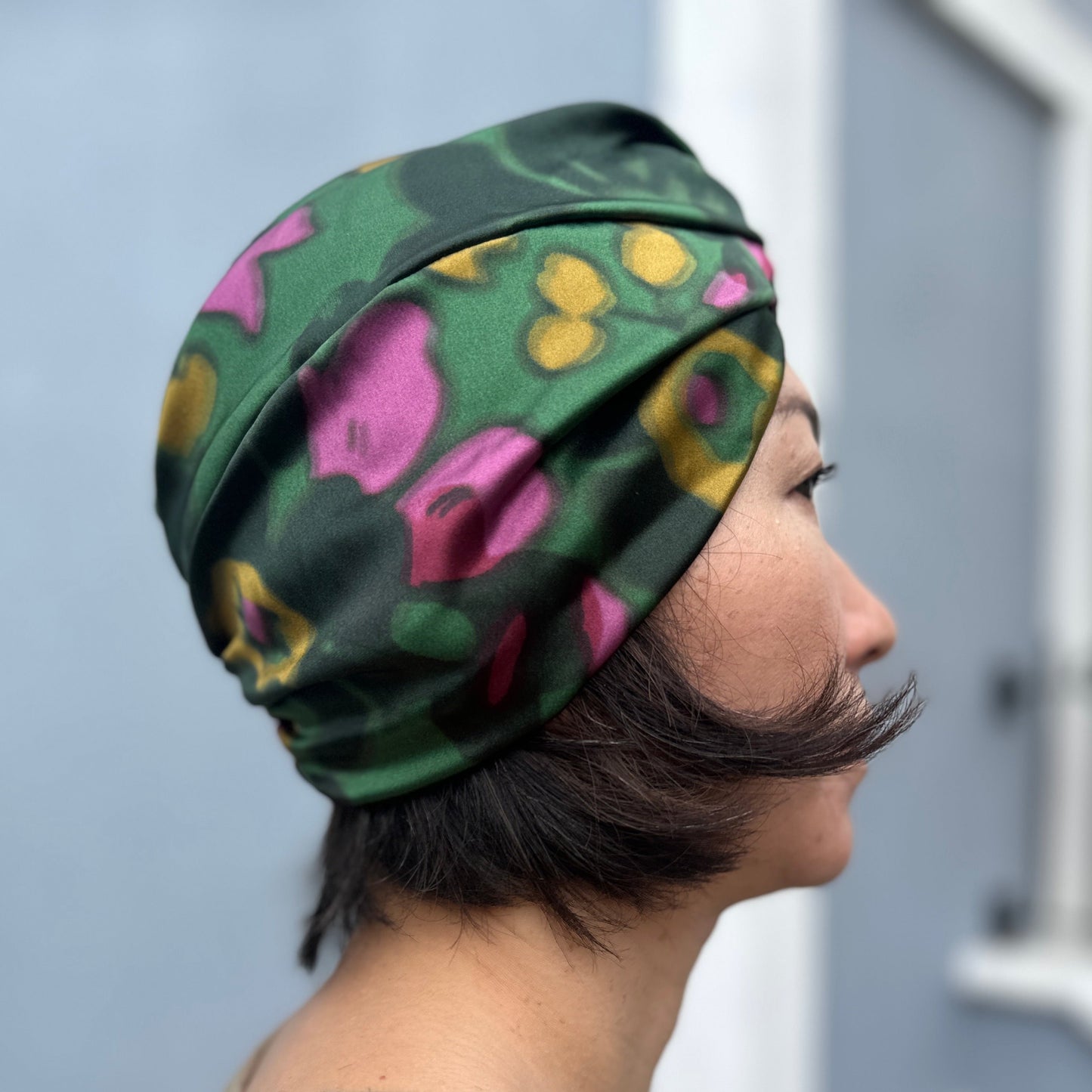 Little Susan Twisted Silk Turban & Head wrap - Liberty of London Green Betsy Shadow print in Belgravia Silk Satin