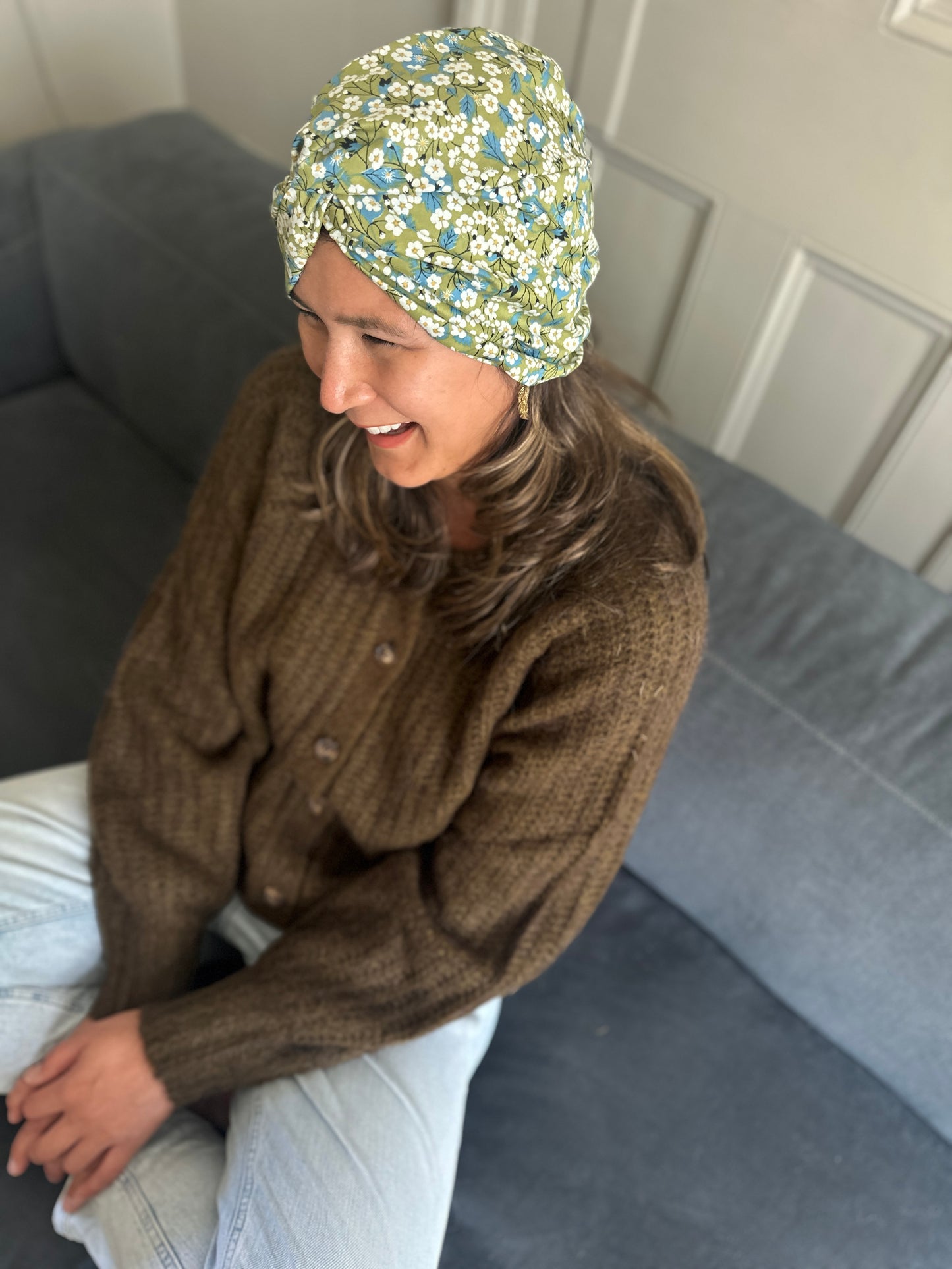 Little Susan Turban Hat - Liberty of London Green Mitsi