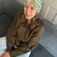 Little Susan Turban Hat - Liberty of London Green Mitsi (MEDIUM) - Silk & Lawn
