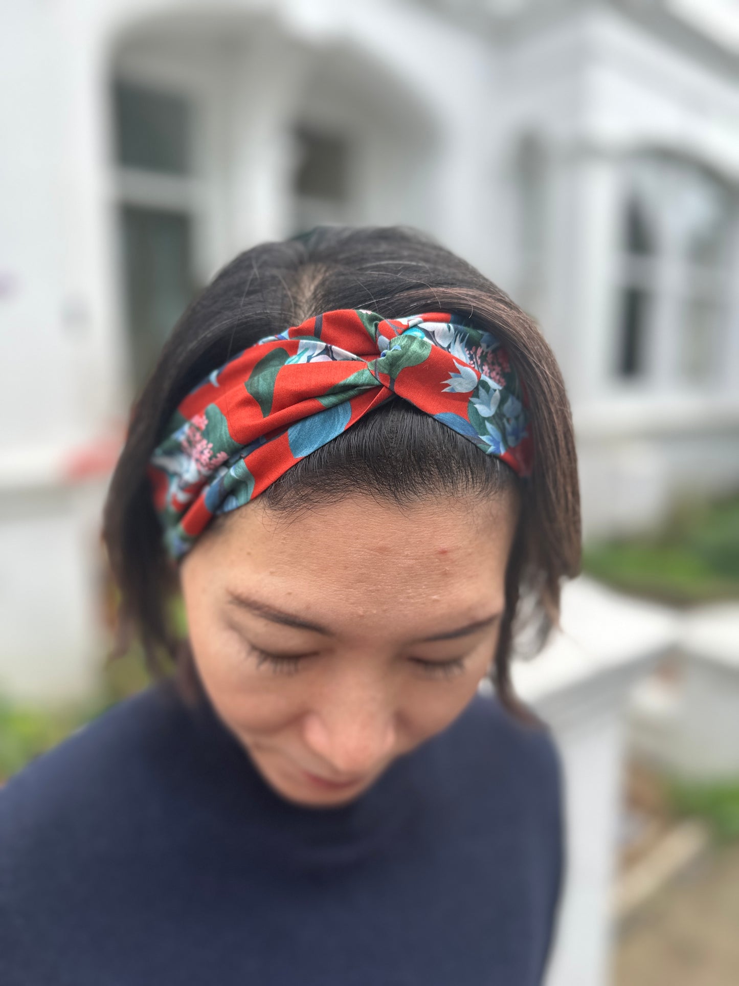 Twisted Turban Headband - Red Osterley Liberty print