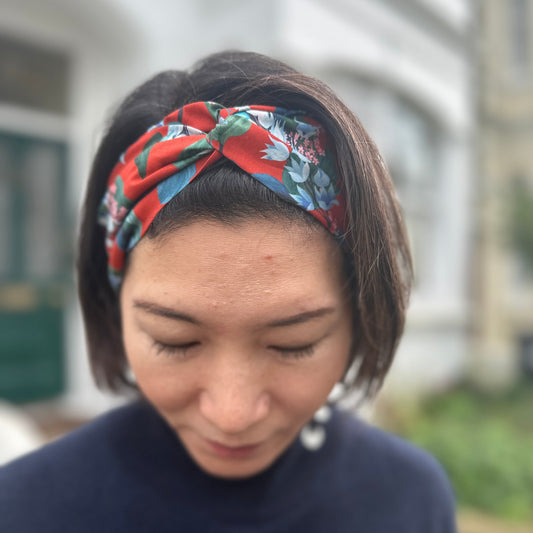 Twisted Turban Headband - Red Osterley Liberty print