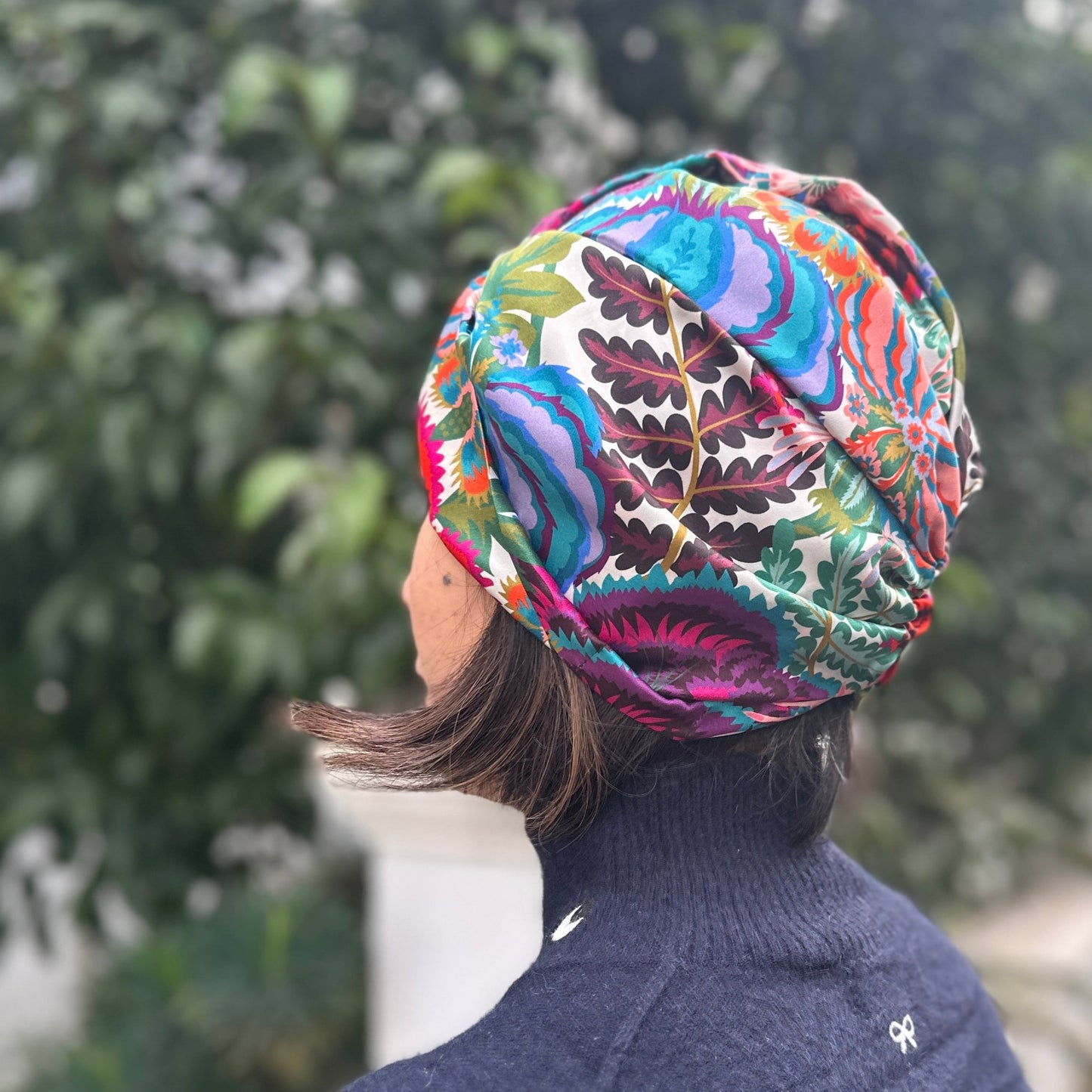 Little Susan Twisted Silk Turban & Head wrap - Liberty of London Natasha Coverdale print in Belgravia Silk Satin