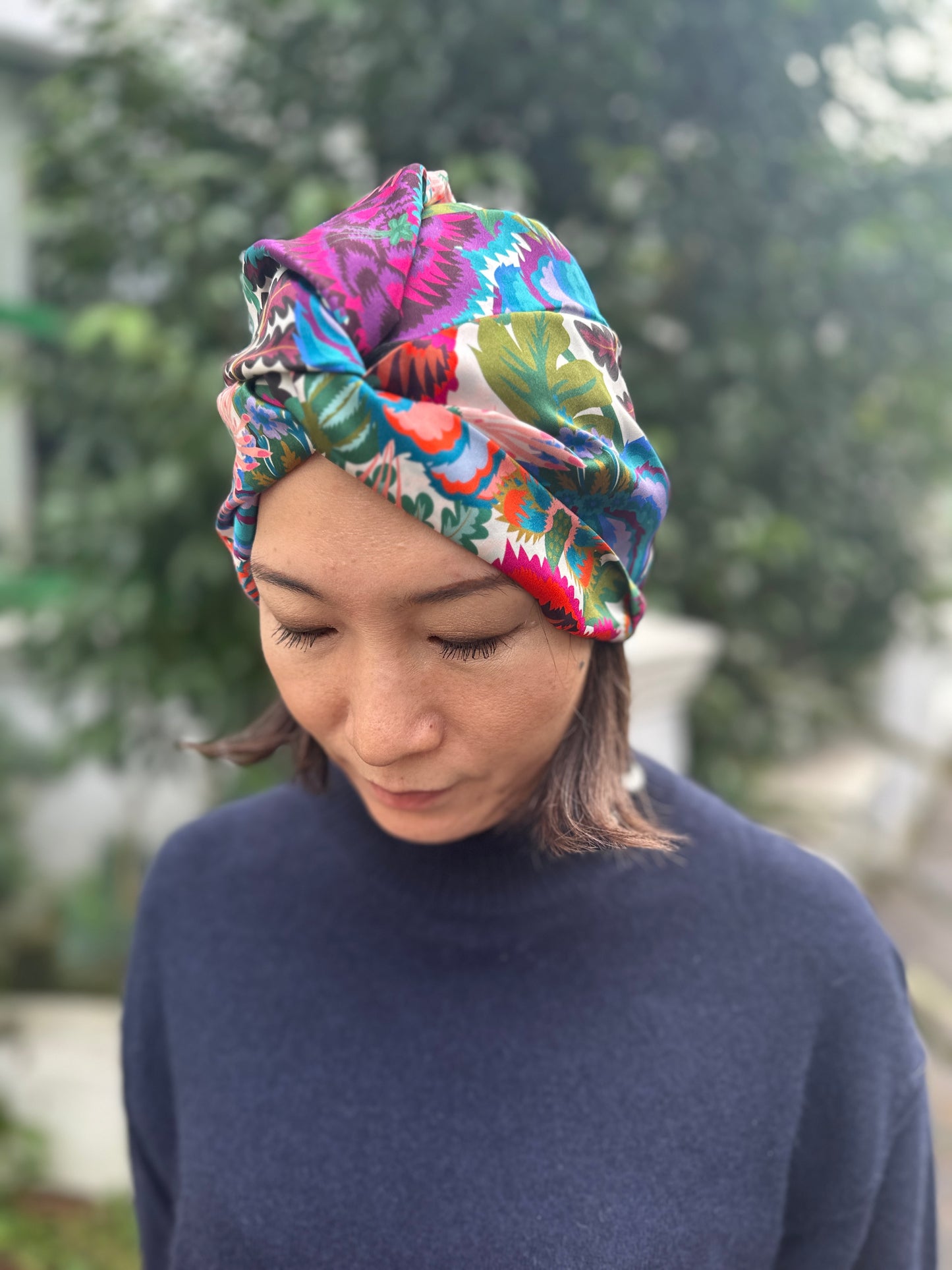 Little Susan Twisted Silk Turban & Head wrap - Liberty of London Natasha Coverdale print in Belgravia Silk Satin