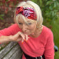 Wool & Silk Twisted Turban hairband and neck scarf in Liberty of London Satsuki in Red - Silk & Lawn