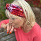 Wool & Silk Twisted Turban hairband and neck scarf in Liberty of London Satsuki in Red - Silk & Lawn