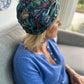 Little Susan Twisted Silk Turban & Head wrap - Liberty of London Blue Birds print in Twill Silk - Silk & Lawn