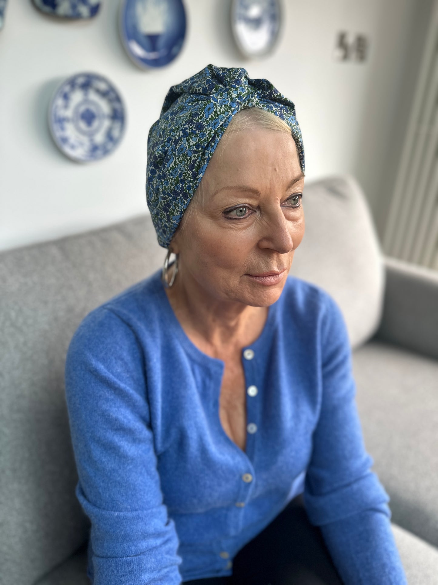 Little Susan Turban Hat - Liberty of London Blue Poppy Print