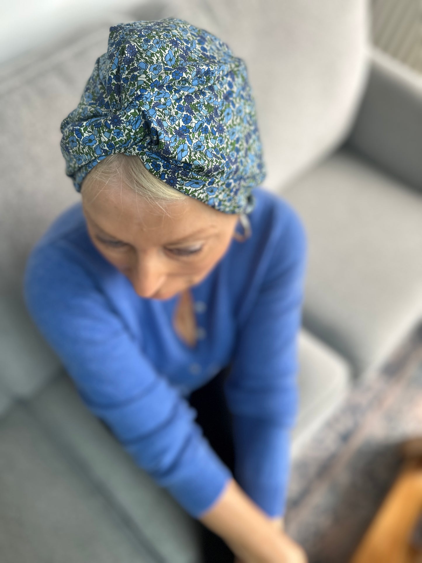 Little Susan Turban Hat - Liberty of London Blue Poppy Print