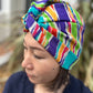 Little Susan Turban Hat -in Vintage Rainbow Ikat Liberty print in Varuna Wool