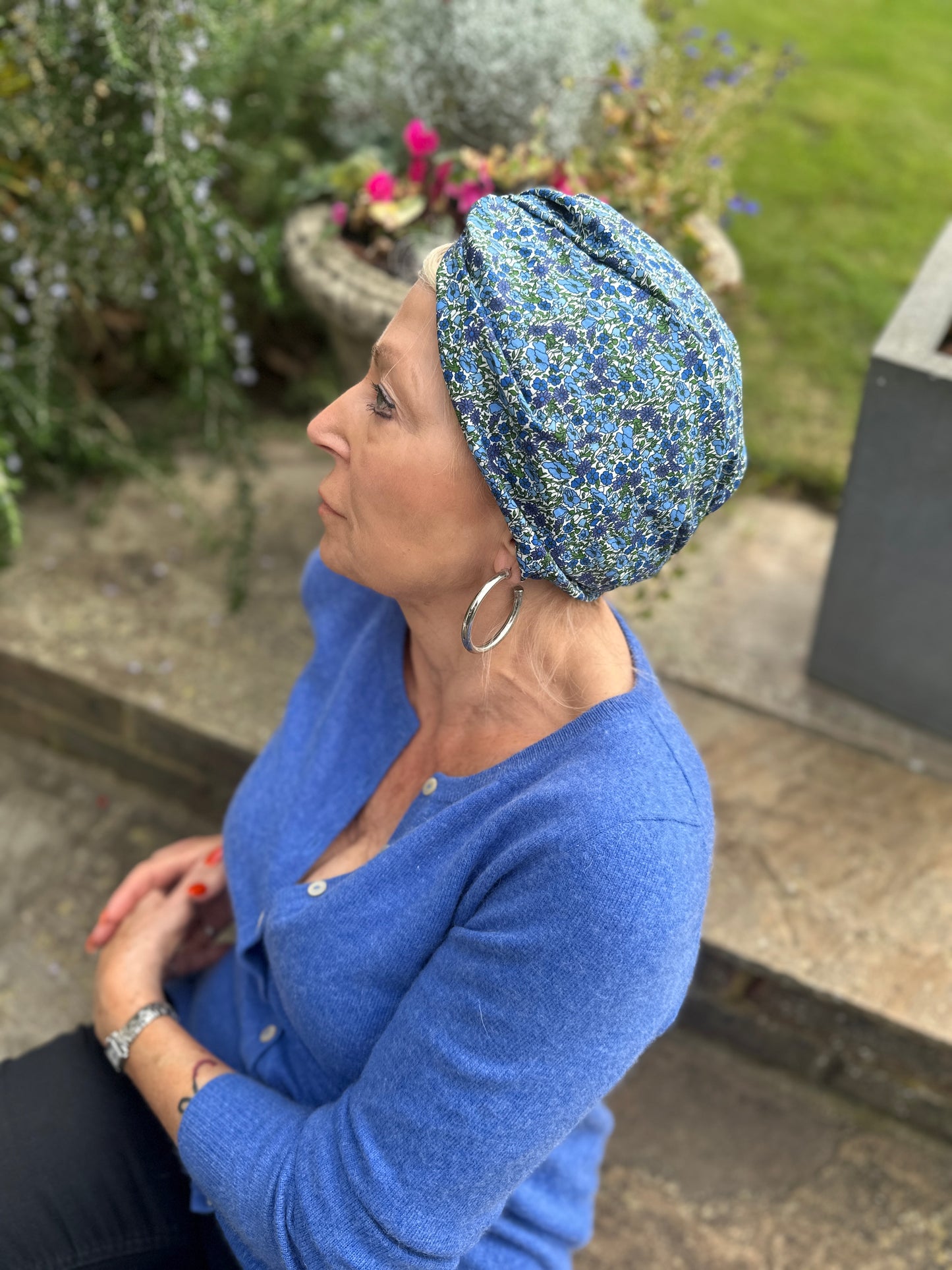 Little Susan Turban Hat - Liberty of London Blue Poppy Print