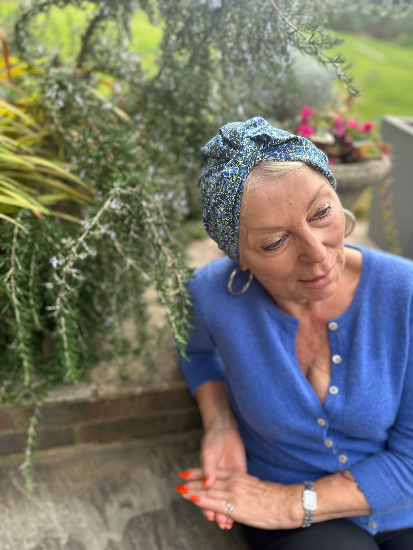 Little Susan Turban Hat - Liberty of London Blue Poppy Print