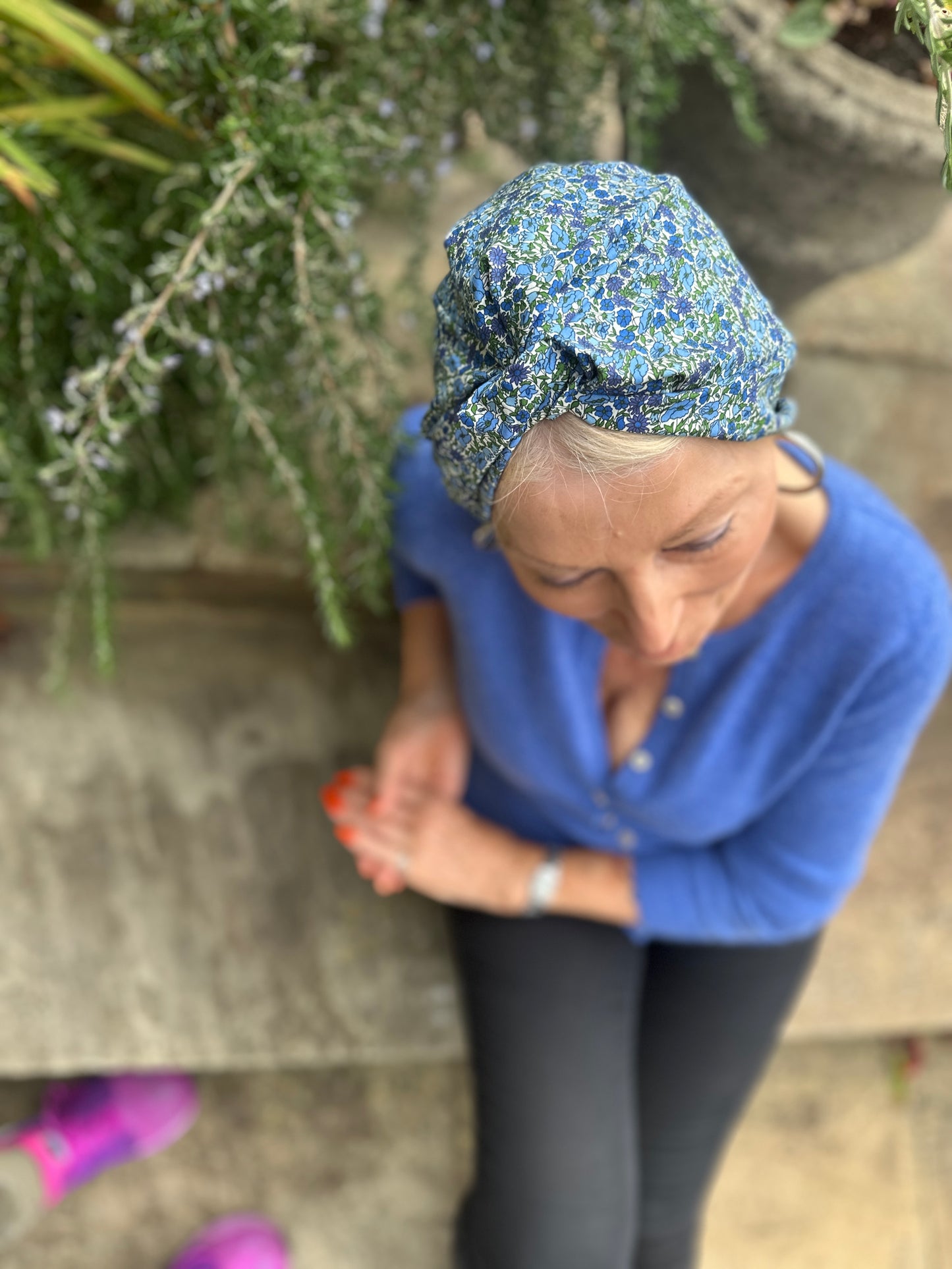 Little Susan Turban Hat - Liberty of London Blue Poppy Print
