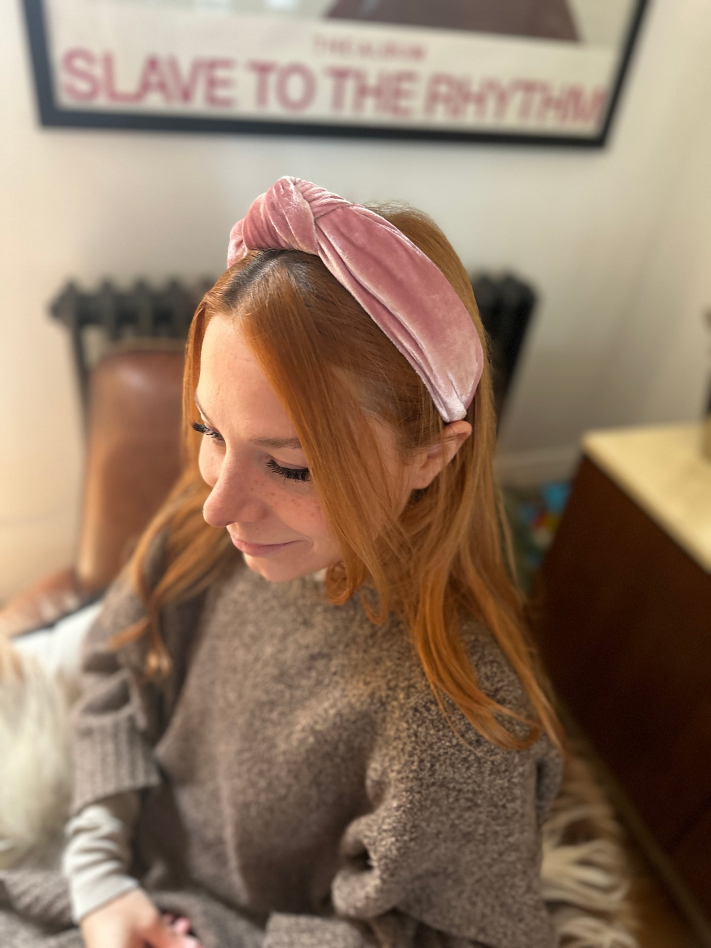 Classic Knot head band - Dusty Pink Silk Velvet