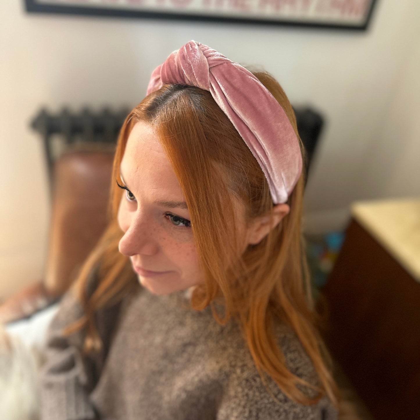 Classic Knot head band - Dusty Pink Silk Velvet