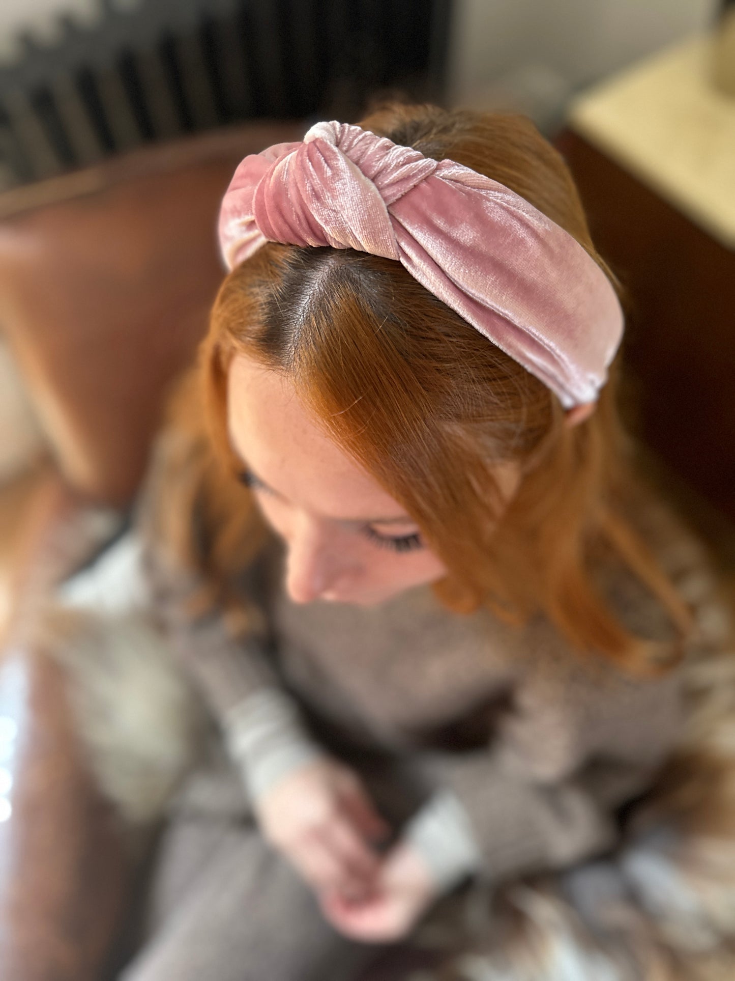 Classic Knot head band - Dusty Pink Silk Velvet