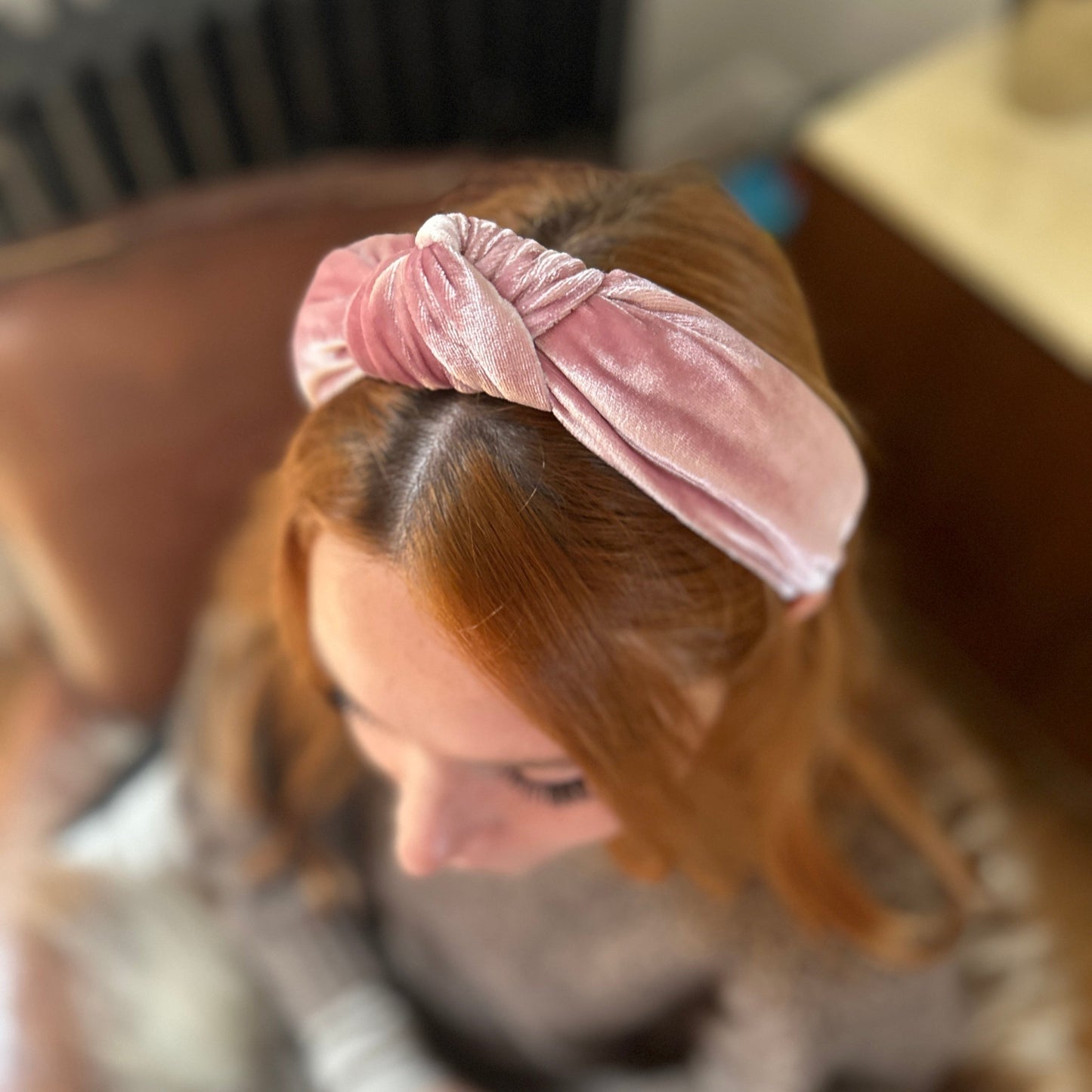 Classic Knot head band - Dusty Pink Silk Velvet