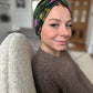 Little Susan Twisted Silk Turban & Head wrap - Liberty of London Green Betsy Shadow print in Belgravia Silk Satin - Silk & Lawn