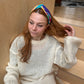 Twisted Turban hairband in Vintage Rainbow Ikat Graphic Liberty of London Varuna wool - Silk & Lawn