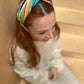 Twisted Turban hairband in Vintage Rainbow Ikat Graphic Liberty of London Varuna wool - Silk & Lawn