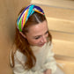 Twisted Turban hairband in Vintage Rainbow Ikat Graphic Liberty of London Varuna wool - Silk & Lawn