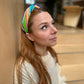 Twisted Turban hairband in Vintage Rainbow Ikat Graphic Liberty of London Varuna wool - Silk & Lawn