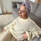 Little Susan Turban Hat in pink and purple Winter Rose Liberty print in Lantana (cotton & wool blend) - Silk & Lawn
