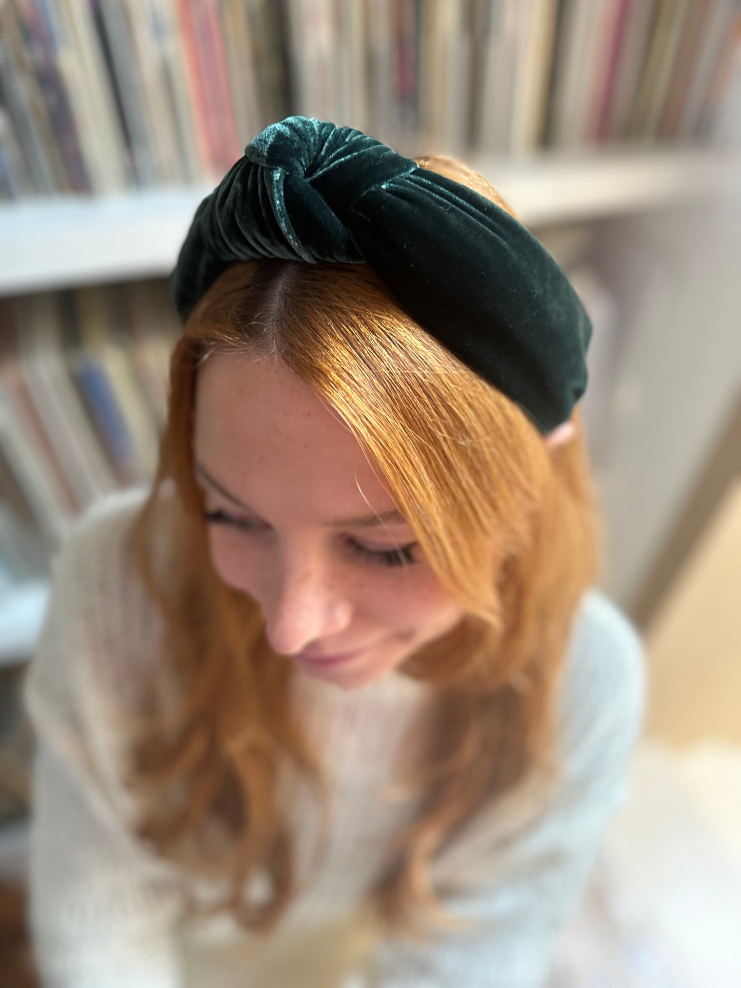 Classic Knot headband - Green Silk Velvet