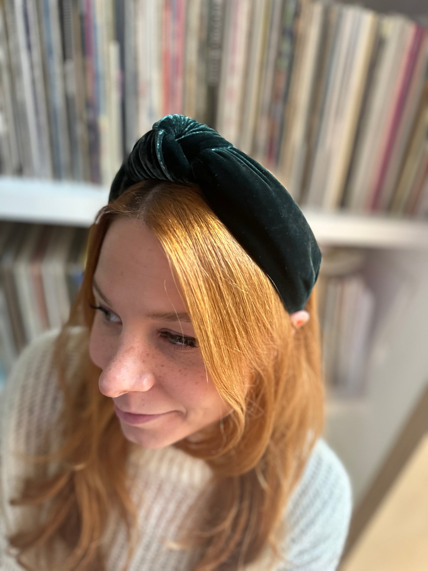 Classic Knot headband - Green Silk Velvet