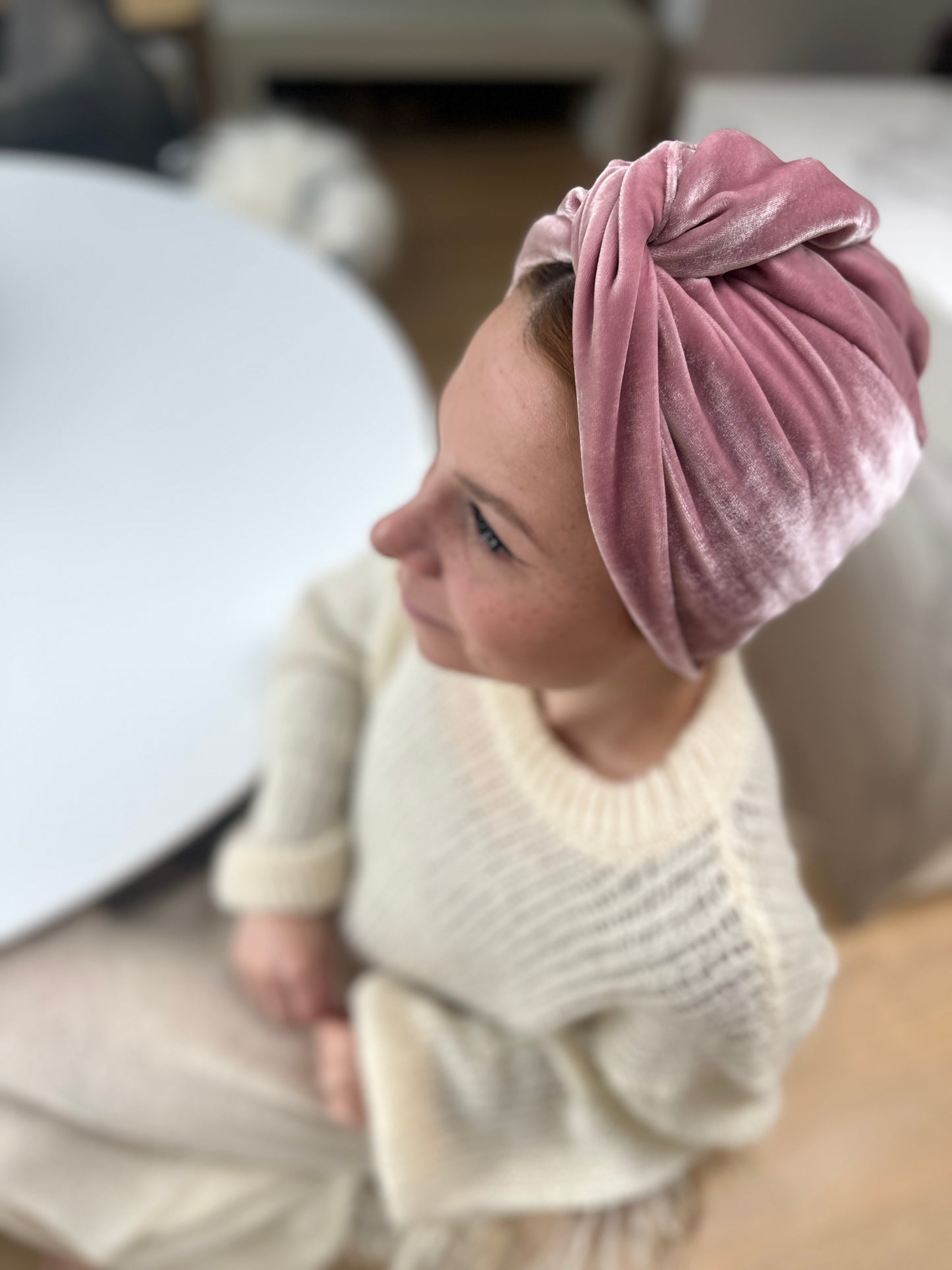 Luxury Silk Velvet Twisted Turban Little Susan Head Wrap - Dusty Pink