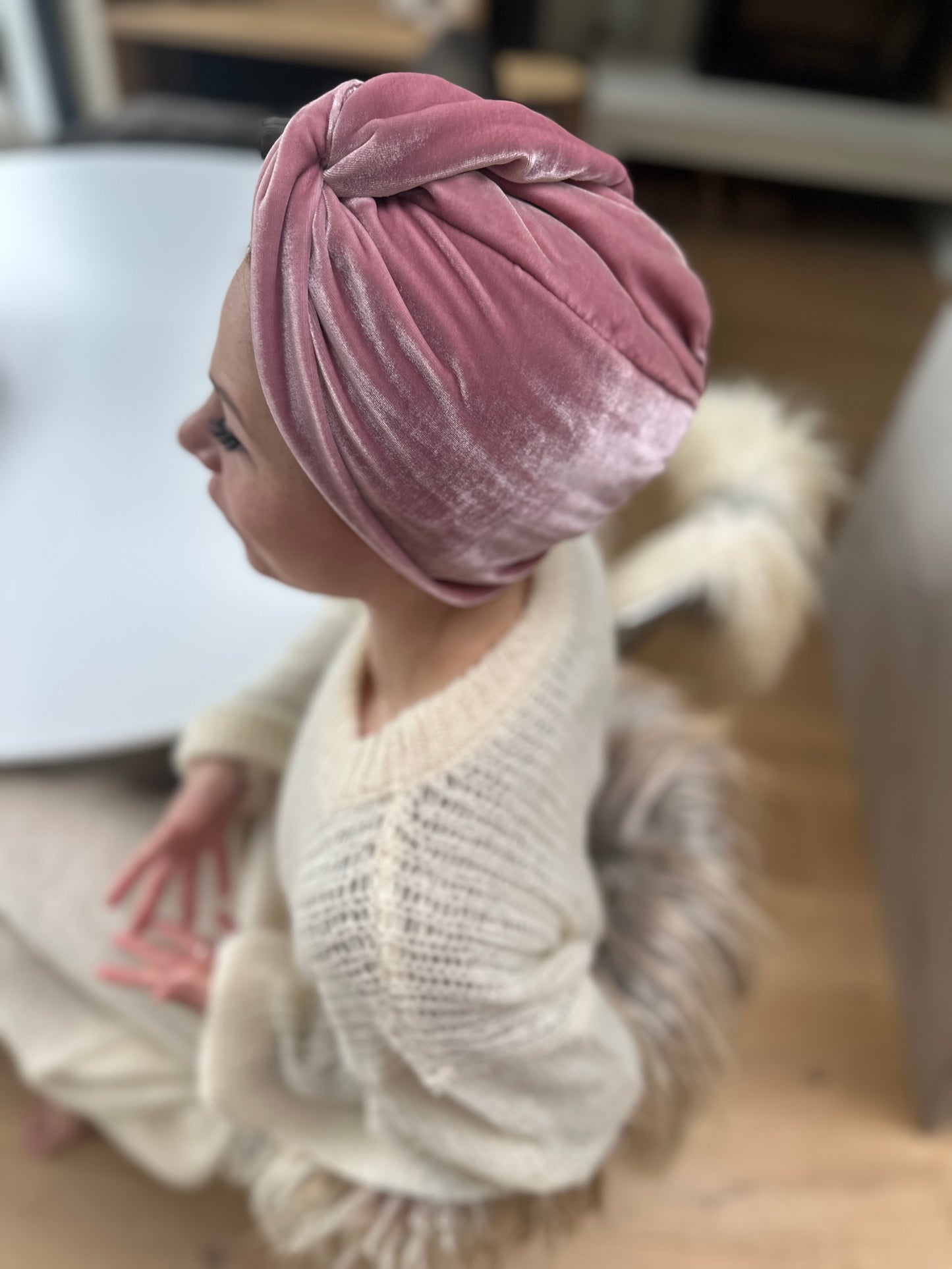 Luxury Silk Velvet Twisted Turban Little Susan Head Wrap - Dusty Pink