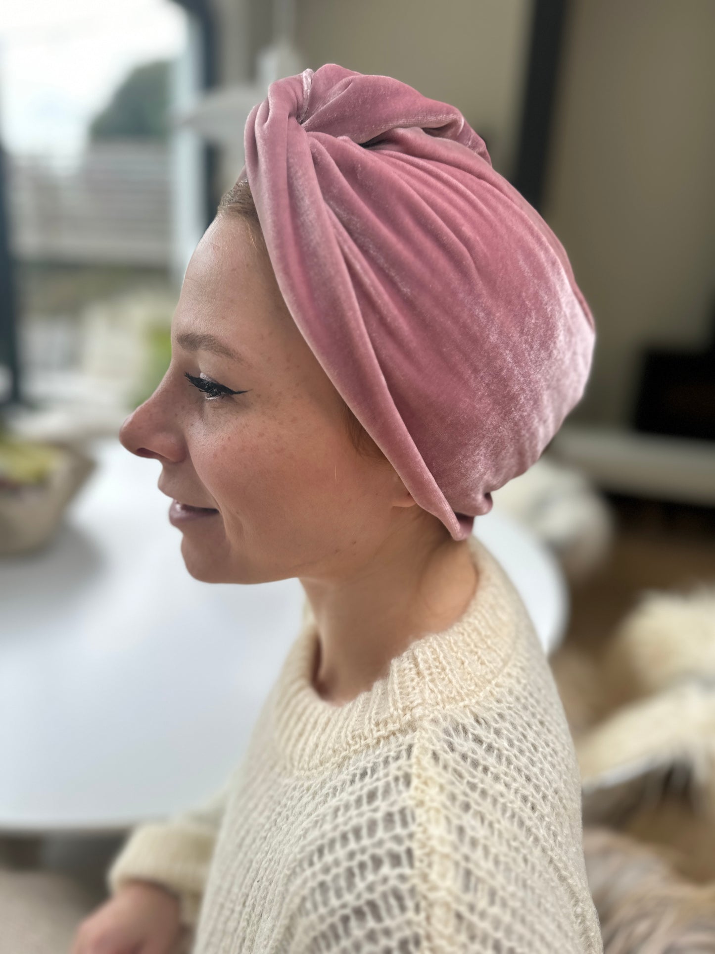 Luxury Silk Velvet Twisted Turban Little Susan Head Wrap - Dusty Pink