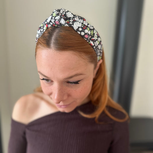 Classic Knot Headband - Liberty of London Black and Red Floral print