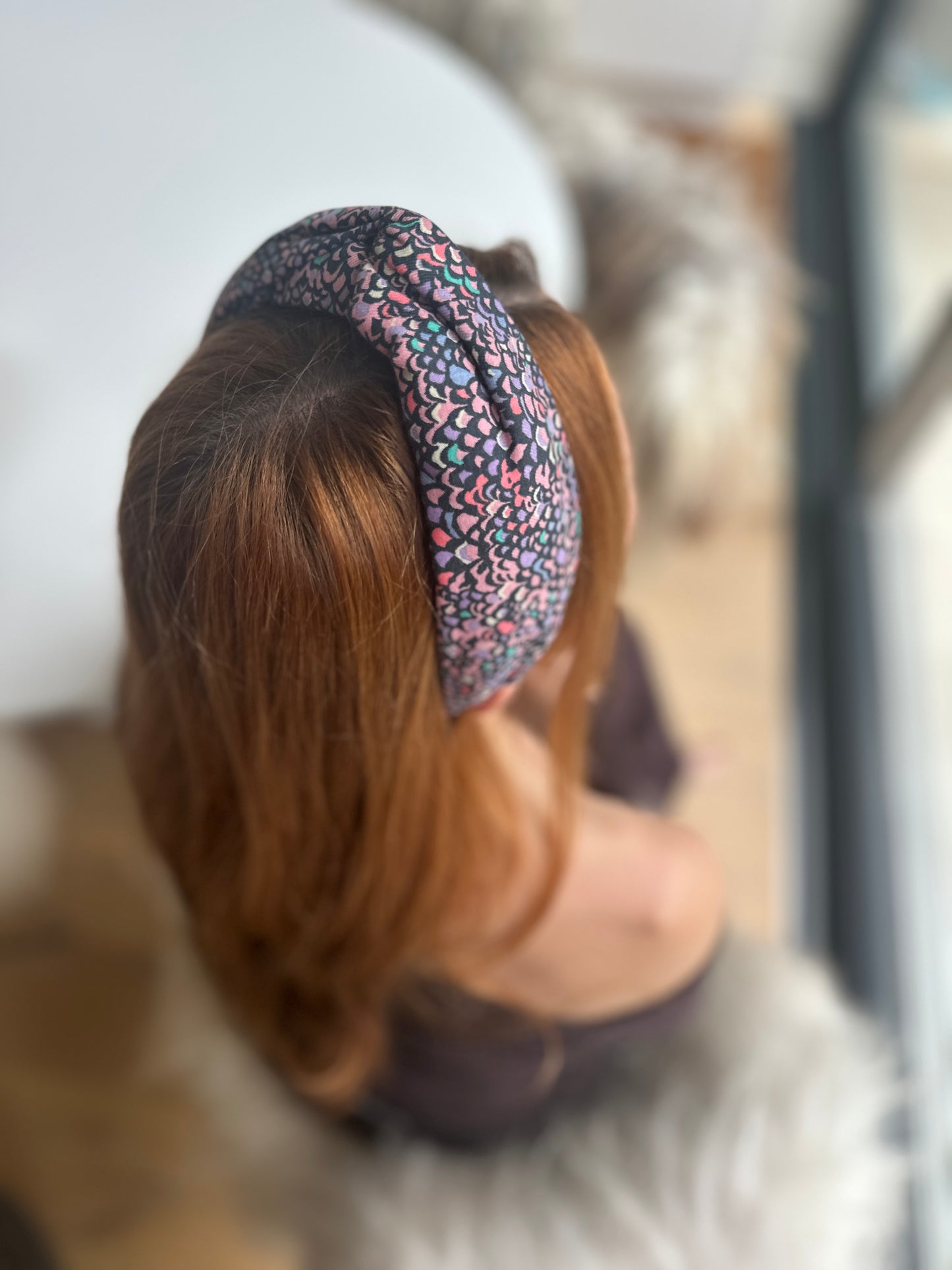 Twisted Turban headband in Purple Adriatic Liberty of London Lantana