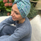 Little Susan Turban Hat in blue Winter Rose Liberty print in Lantana (cotton & wool blend) (MEDIUM) - Silk & Lawn