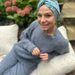 Little Susan Turban Hat in blue Winter Rose Liberty print in Lantana (cotton & wool blend) (MEDIUM) - Silk & Lawn