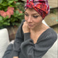 Luxury Silk Turban & Head wrap - Liberty of London Satsuki in Red Graphic printed silk & wool blend - Silk & Lawn